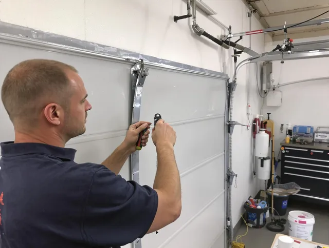 Before and after garage door dent repair by Rocky River Garage Door Repair in Rocky River