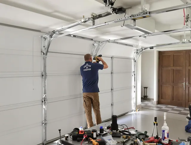 Rocky River Garage Door Repair certified technician performing precision garage door repair in Rocky River
