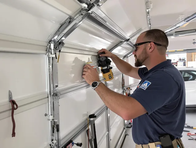 Rocky River Garage Door Repair technician quieting a noisy garage door in Rocky River