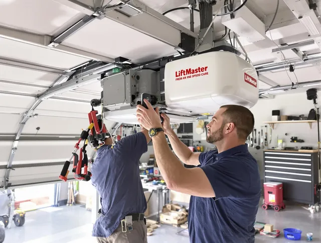 Rocky River Garage Door Repair technician performing advanced diagnostics on garage opener in Rocky River